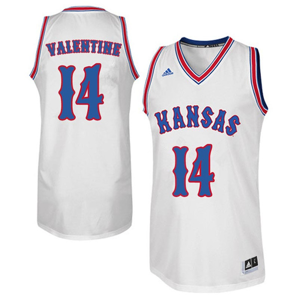 Men #14 Darnell Valentine Kansas Jayhawks Retro Throwback College Basketball Jerseys Sale-White - Click Image to Close